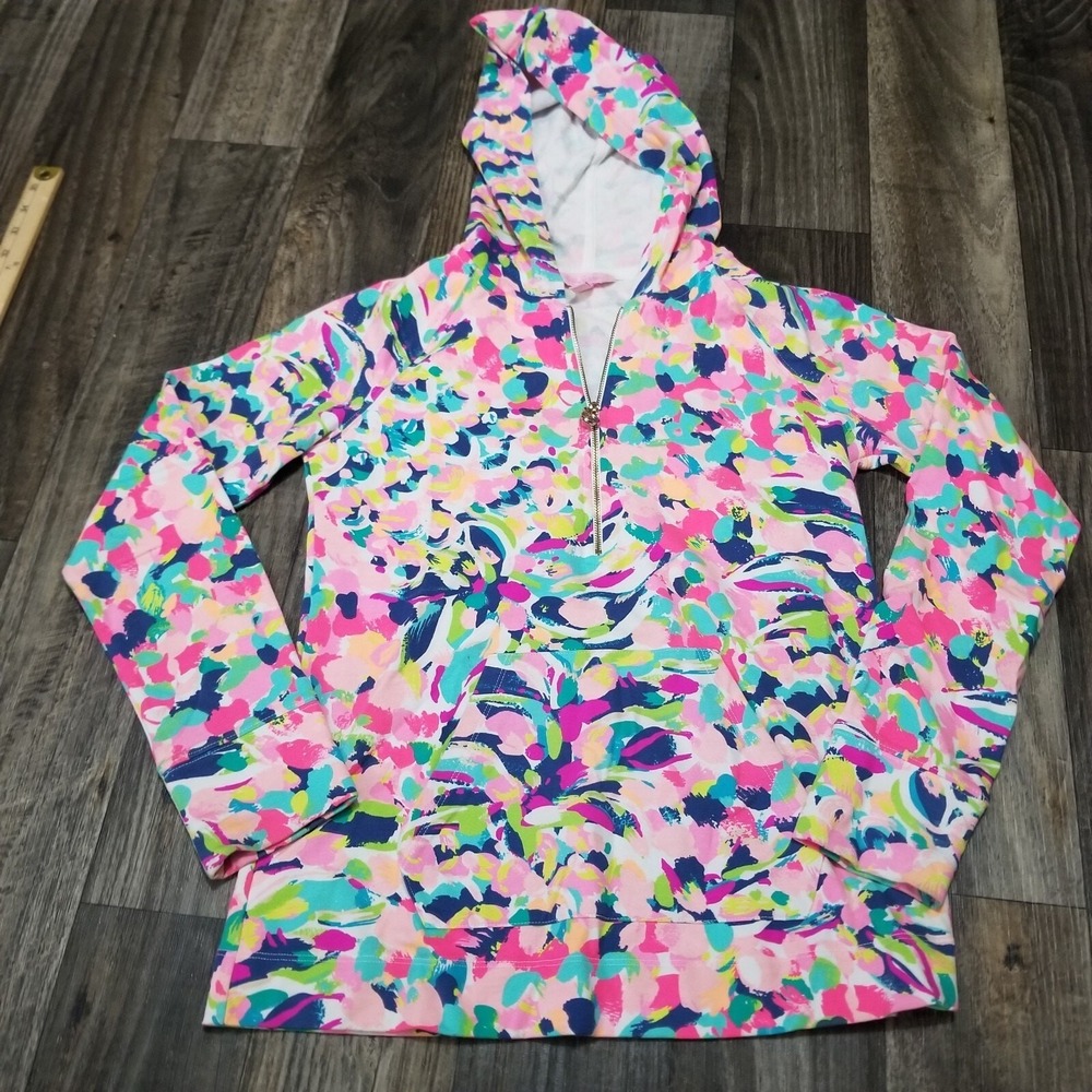 Lilly Pulitzer Hoodie Womens Size‎ XS Pink Floral Cotton Spandex Pullover